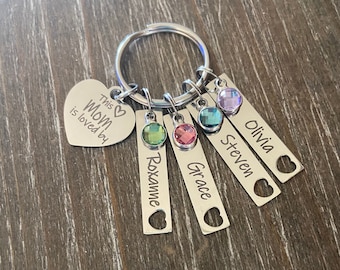 Mom Key chain Gift / Mother Mom jewelry / child's name Keychain / personalized Mom Keychain Gift / Mommy 1 2 3 4 5 6 name  Keychain