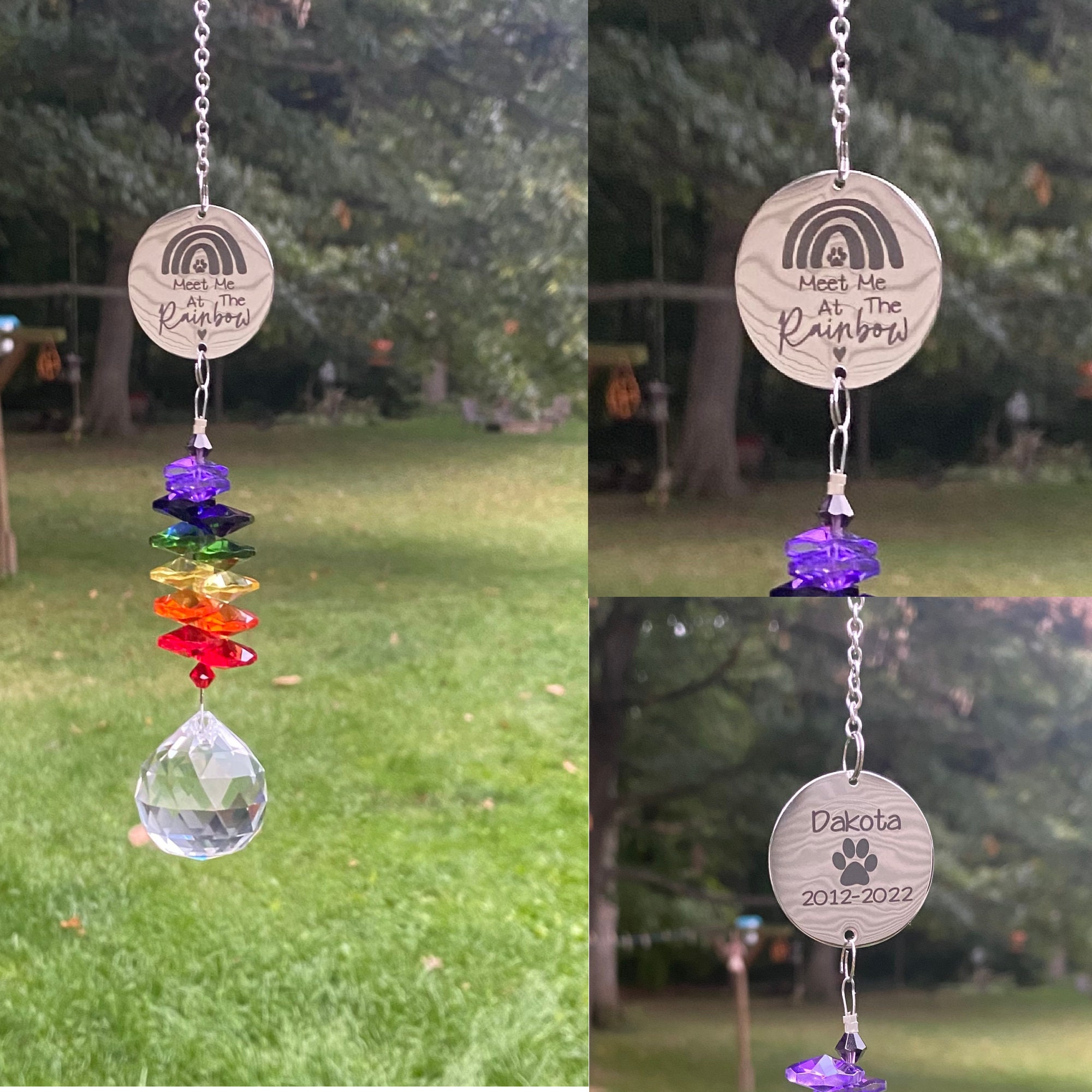 Rainbow Bridge Pet Memorial Suncatcher, Personalized window, Hanging ...