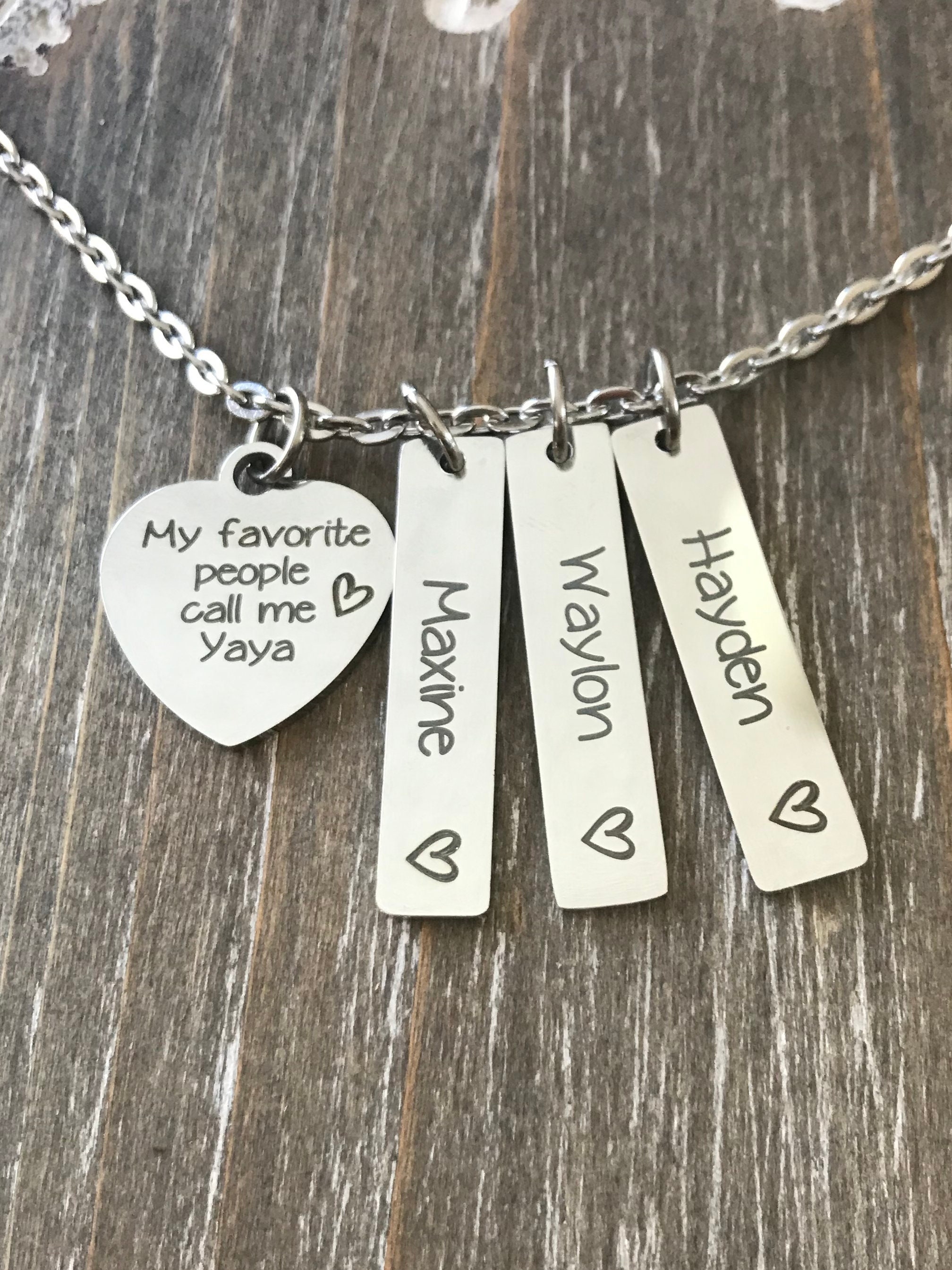 Personalized Yaya Necklace / 1 2 3 4 5 6 Names / Yaya jewelry Etsy