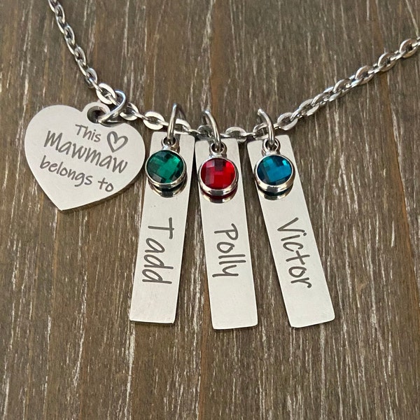 MawMaw Necklace /  1 2 3 4 5 6 Name birthstone / MawMaw jewelry / Grandma necklace / name birthstone necklace  / Personalized necklace