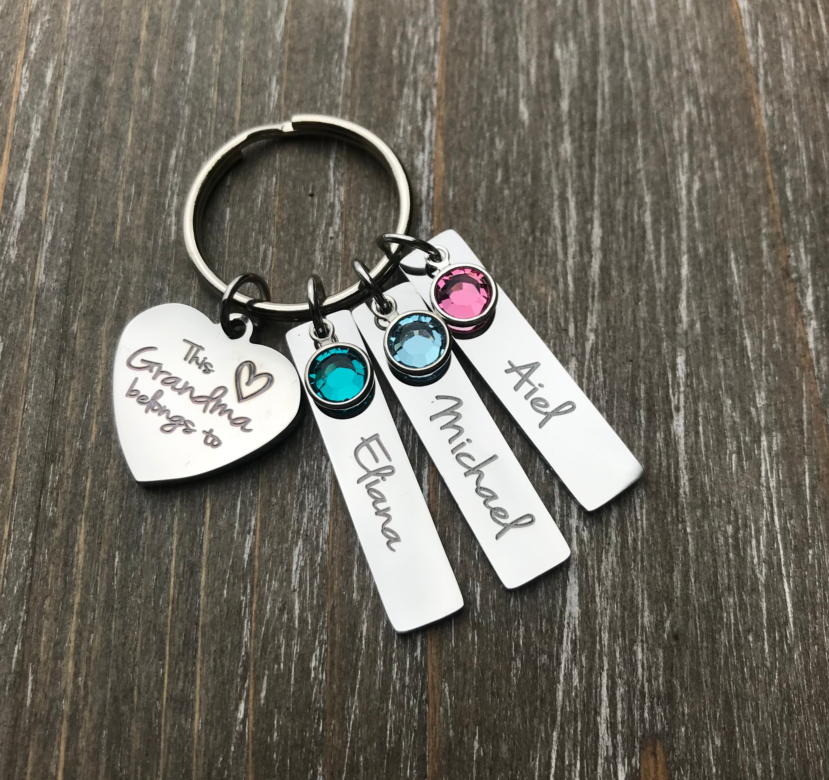 Custom Grandma Key chain, Grandmother jewelry, Grandmother Keychain