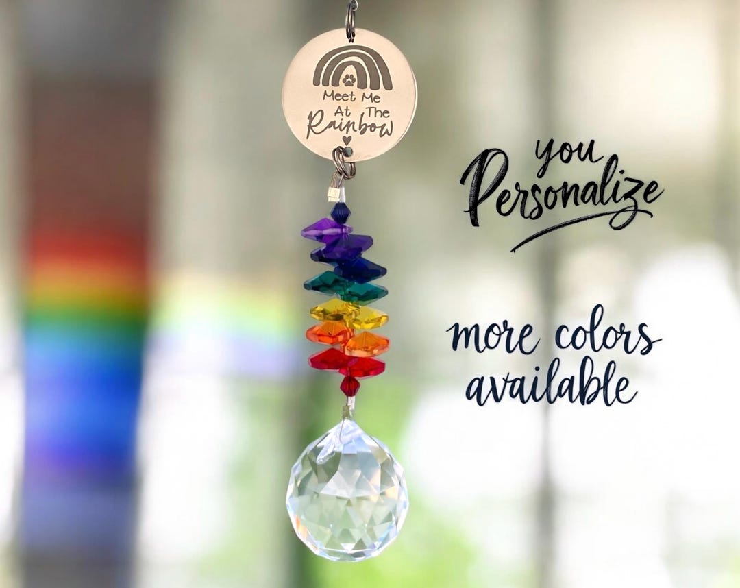 Personalized Rainbow Bridge Suncatcher, Pet Memorial Gift - Etsy