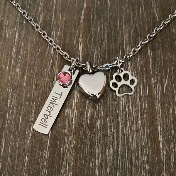 Pet cremation jewelry pet urn ashes necklace pet memorial necklace, cremation urn necklace, loss of a fur baby, pet cat dog urn