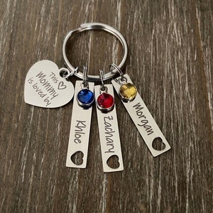 Mommy Key chain Gift / Mother Mom jewelry / child's name Keychain / personalized Mommy Keychain Gift / Mommy 1 2 3 4 5 6 name  Keychain