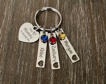 Mommy Key chain Gift / Mother Mom jewelry / child's name Keychain / personalized Mommy Keychain Gift / Mommy 1 2 3 4 5 6 name  Keychain