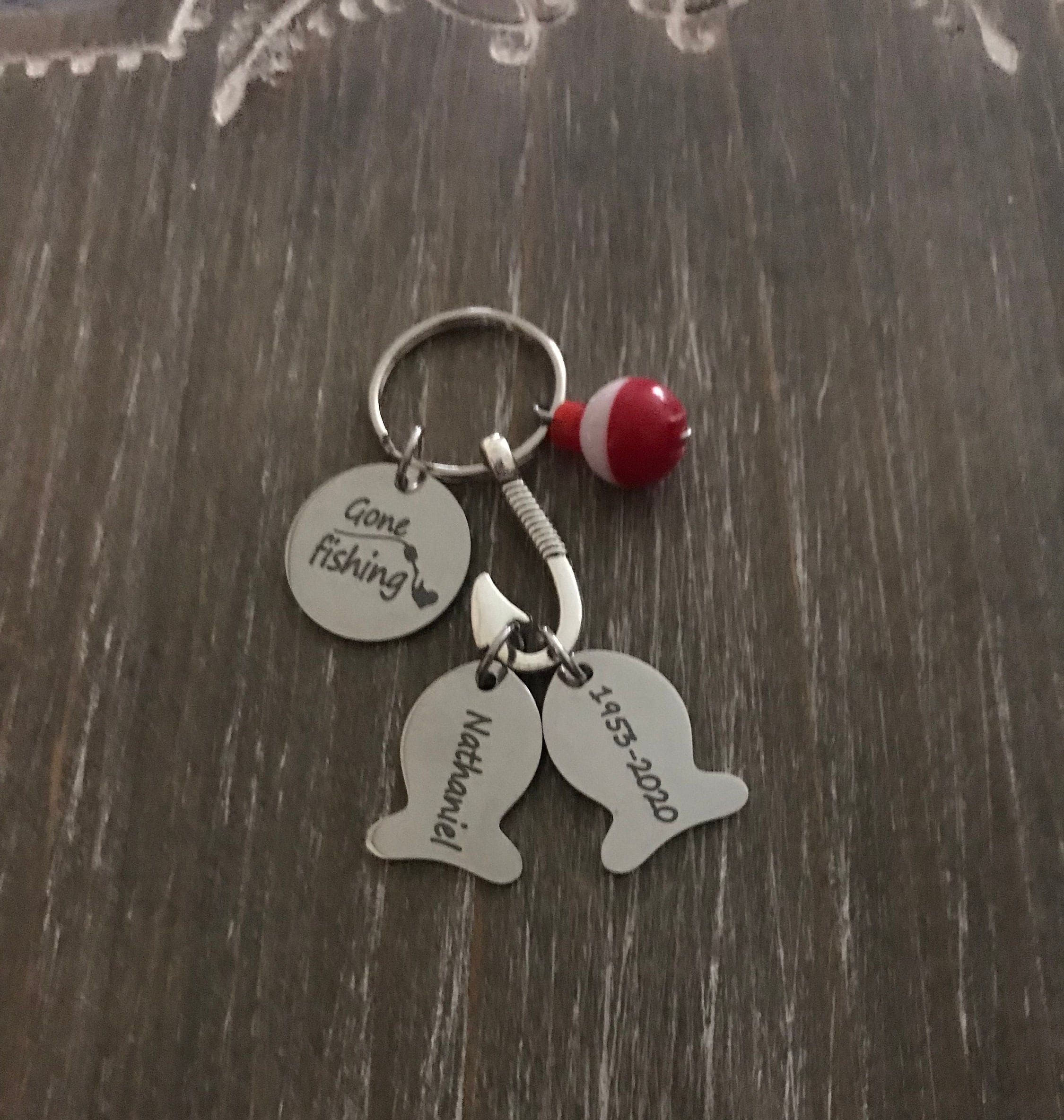 Fishing memorial keychain, loss of loved one keychain, custom