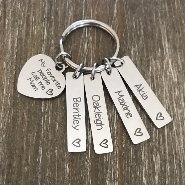 Mom Key chain Gift / Mom jewelry / children's name Keychain / personalized Mom Keychain /  Mother 1 2 3 4 5 6  name custom Keychain