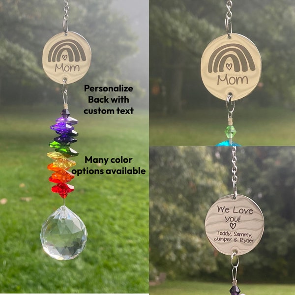 Personalized Suncatcher, Custom Crystal Sun catcher Mom gift, Crystal rainbow window prism for Grandma, Grammy, Mother, Nana Gift