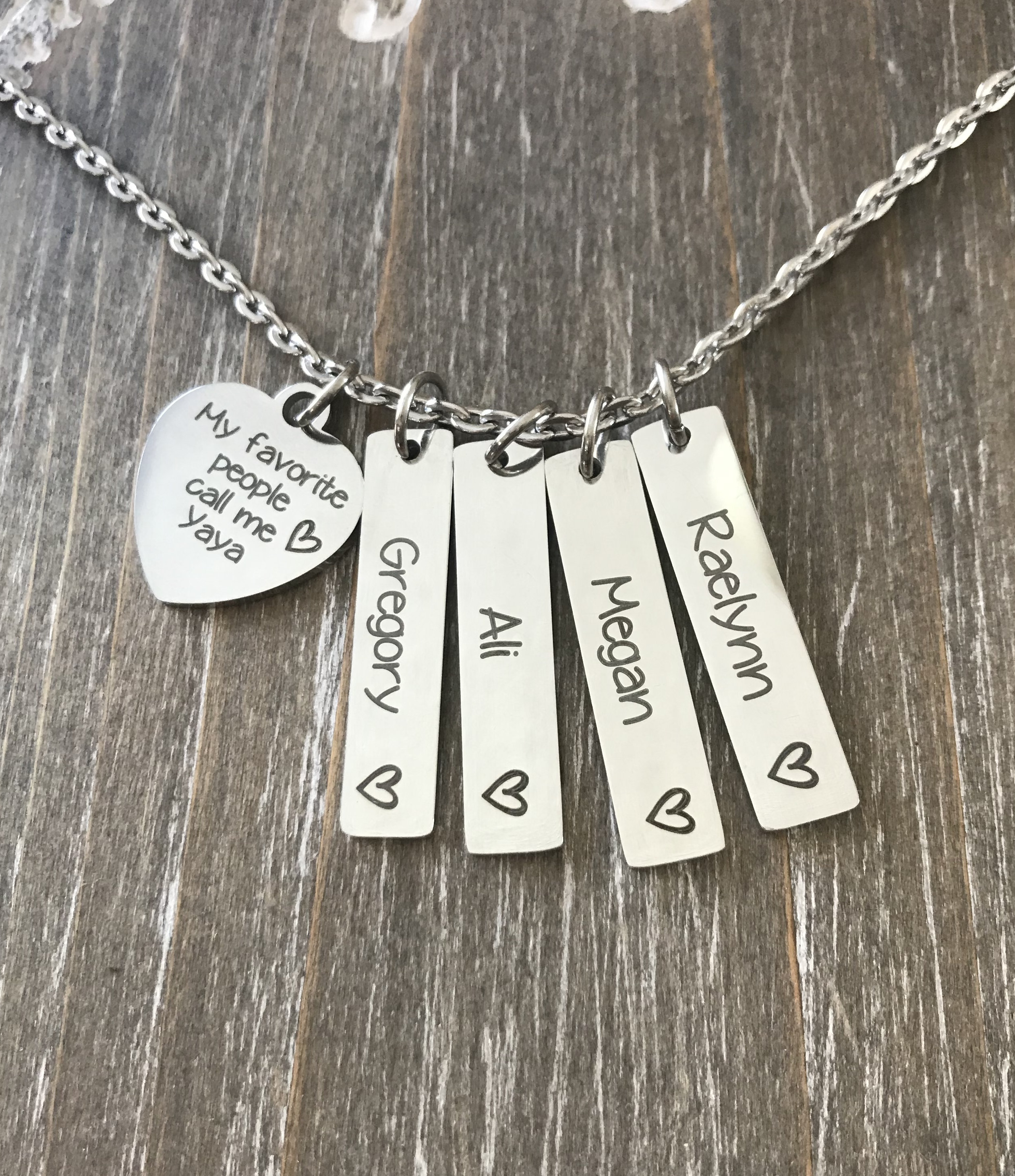 Personalized Yaya Necklace / 1 2 3 4 5 6 Names / Yaya jewelry / custom