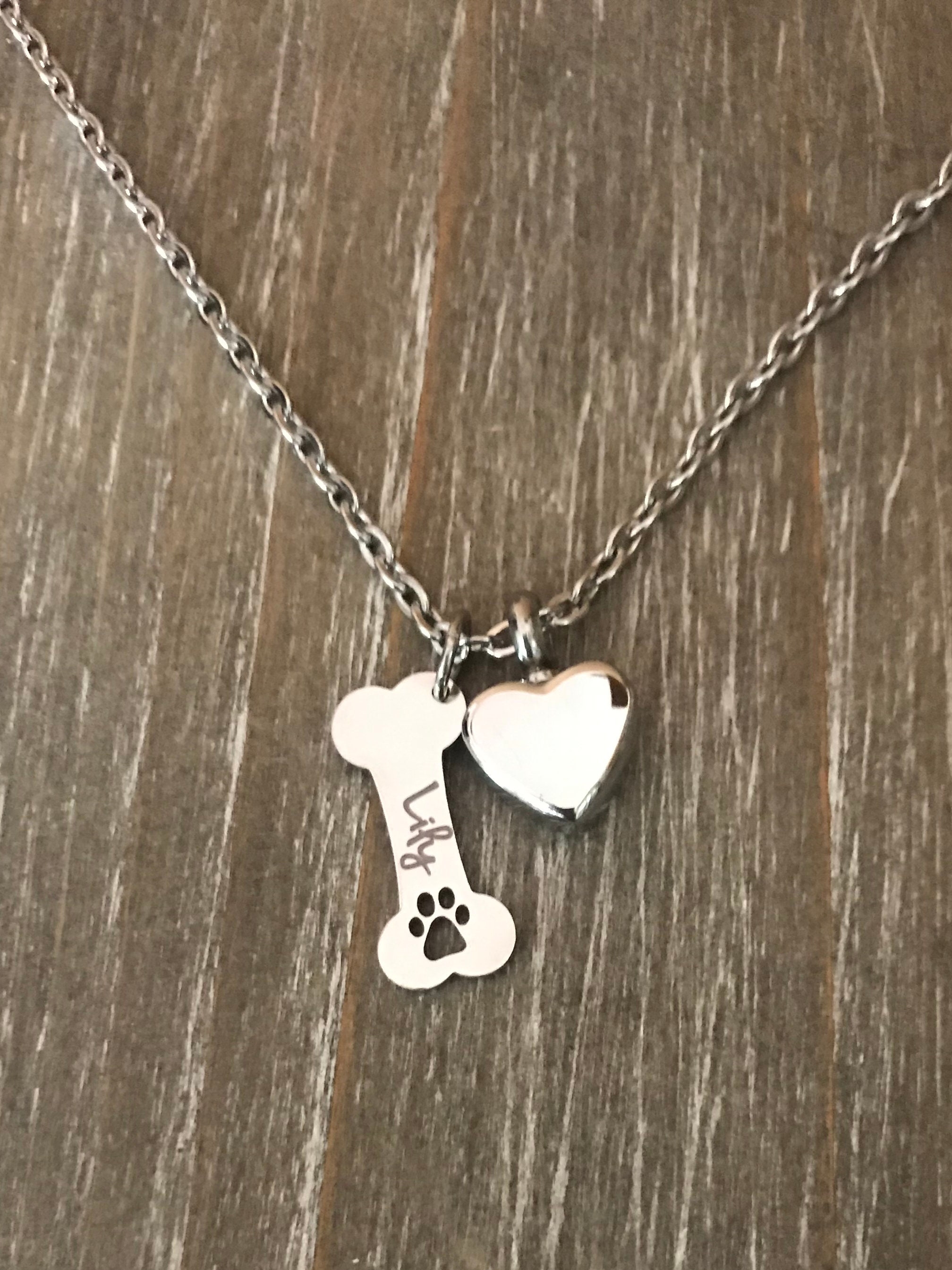 Dog urn Heart memorial for ashes, pet memorial necklace, cremation urn