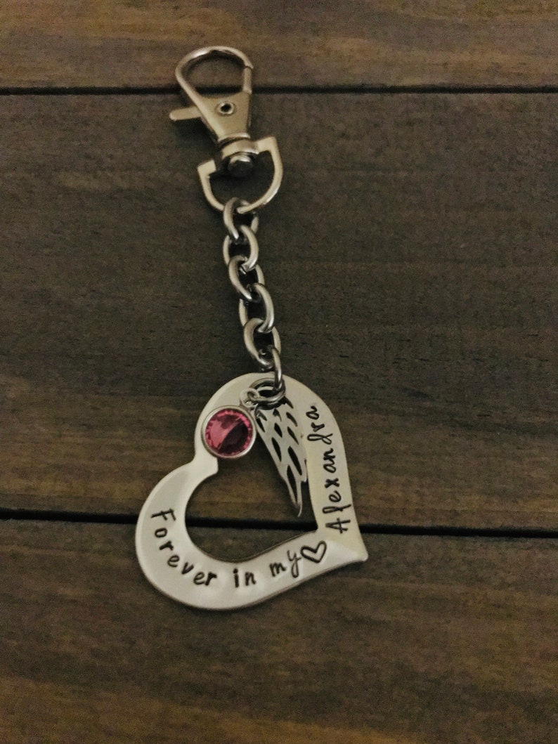 Memorial Keychain Sympathy Gift personalized name birthstone memorial Keychain loss of Daughter son Mother Father Grandma Child Memorial