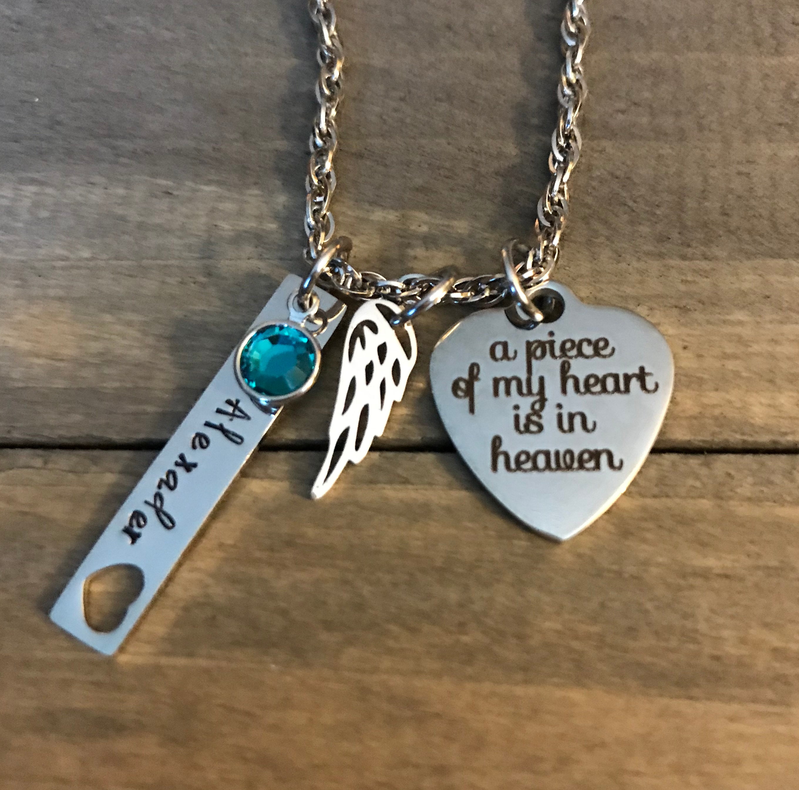 Memorial necklace, personalized sympathy gift, name birthstone memorial