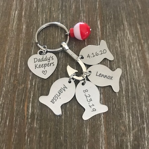 personalized name fish keychain / Father's day fishing keychain / Papa grandpa Dad Daddy keychain / Custom Engraved fish Keychain Dad gift