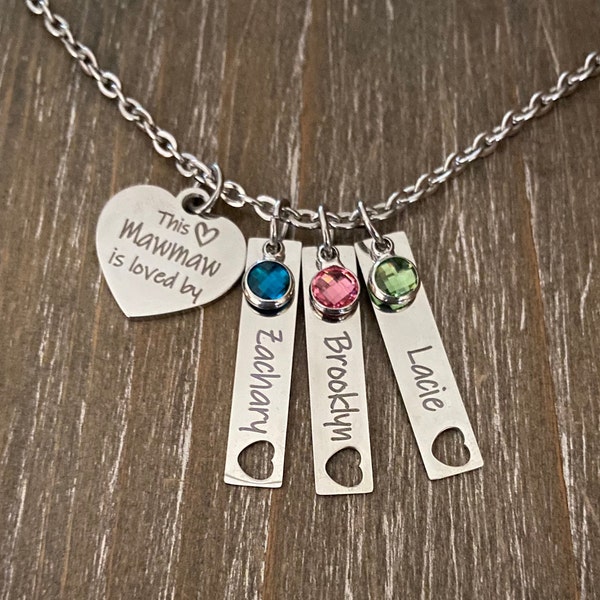 Mawmaw Necklace /  1 2 3 4 5 6 Name birthstone Gift / Mawmaw jewelry / Mawmaw necklace / Child's name necklace / Personalized necklace