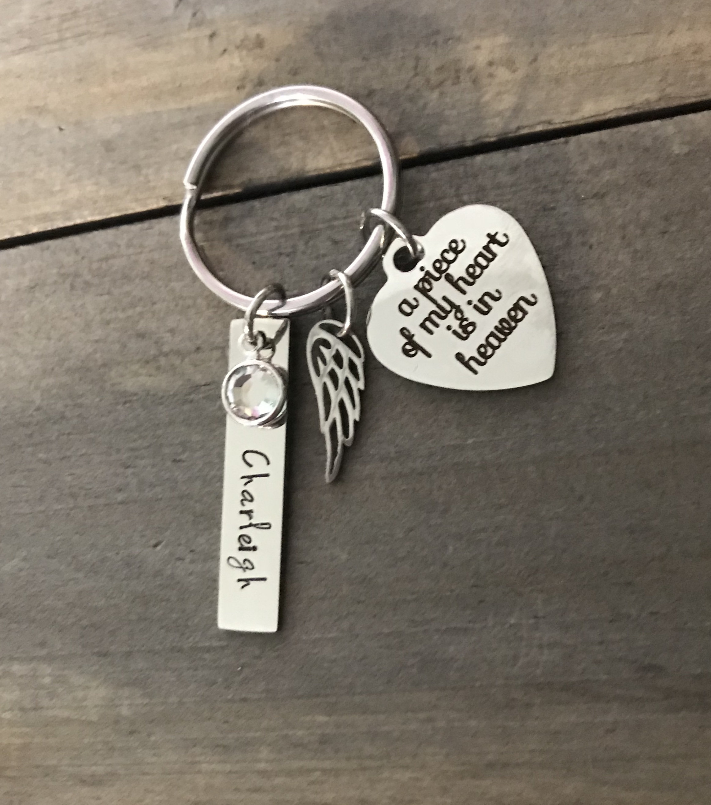 Memorial Keychain, personalized name birthstone memorial Key Chain