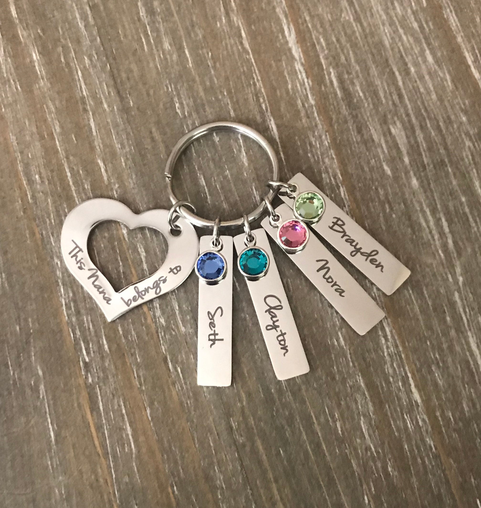 Nana Key chain Gift / Grandma jewelry / Nana child's name Keychain