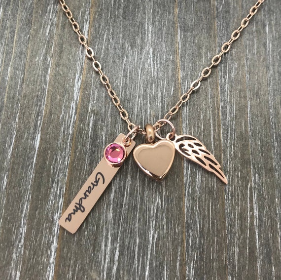 Rose gold urn necklace deals