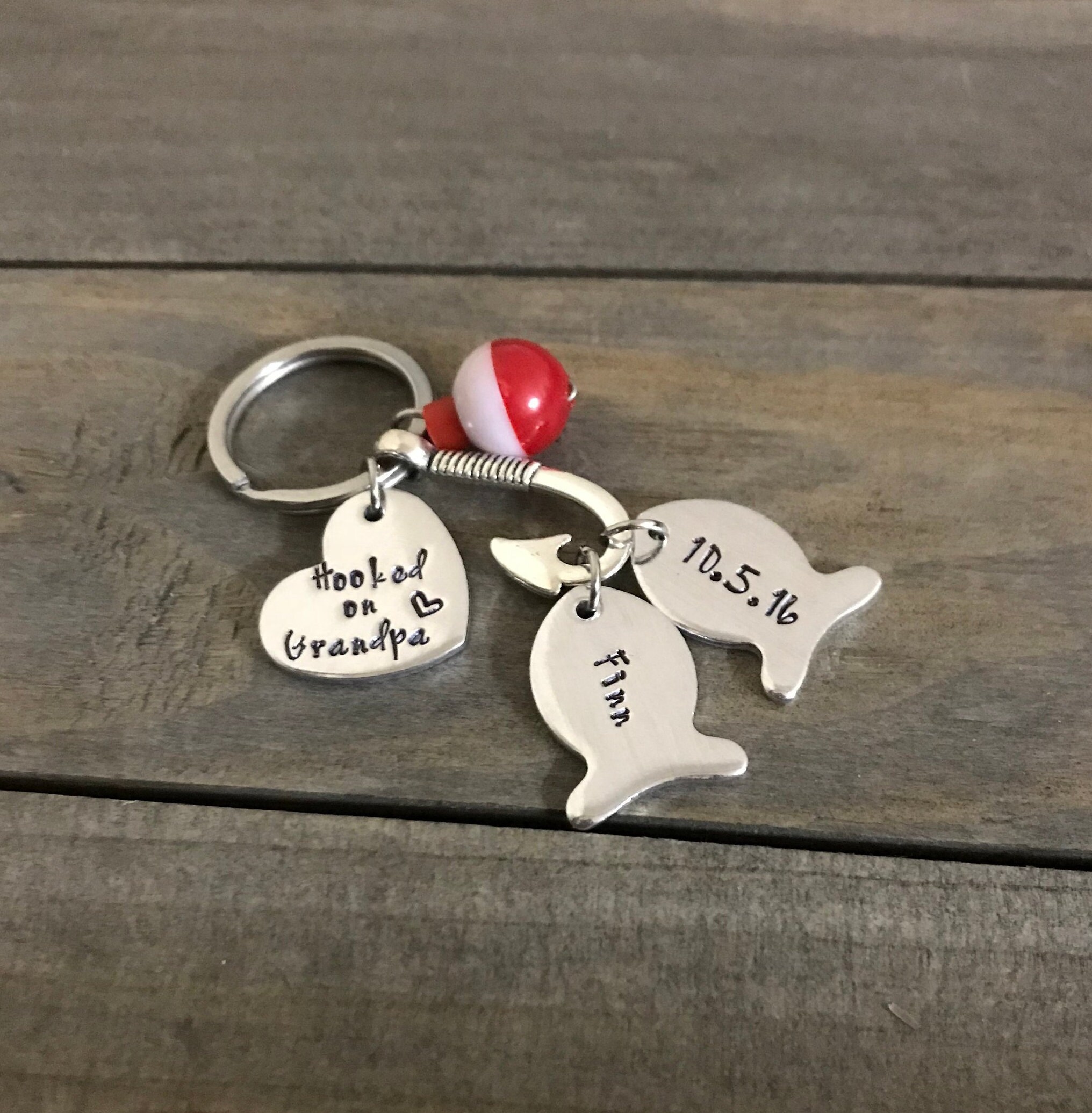 Grandpa Personalized fishing keychain Custom Fish with name hook bobber