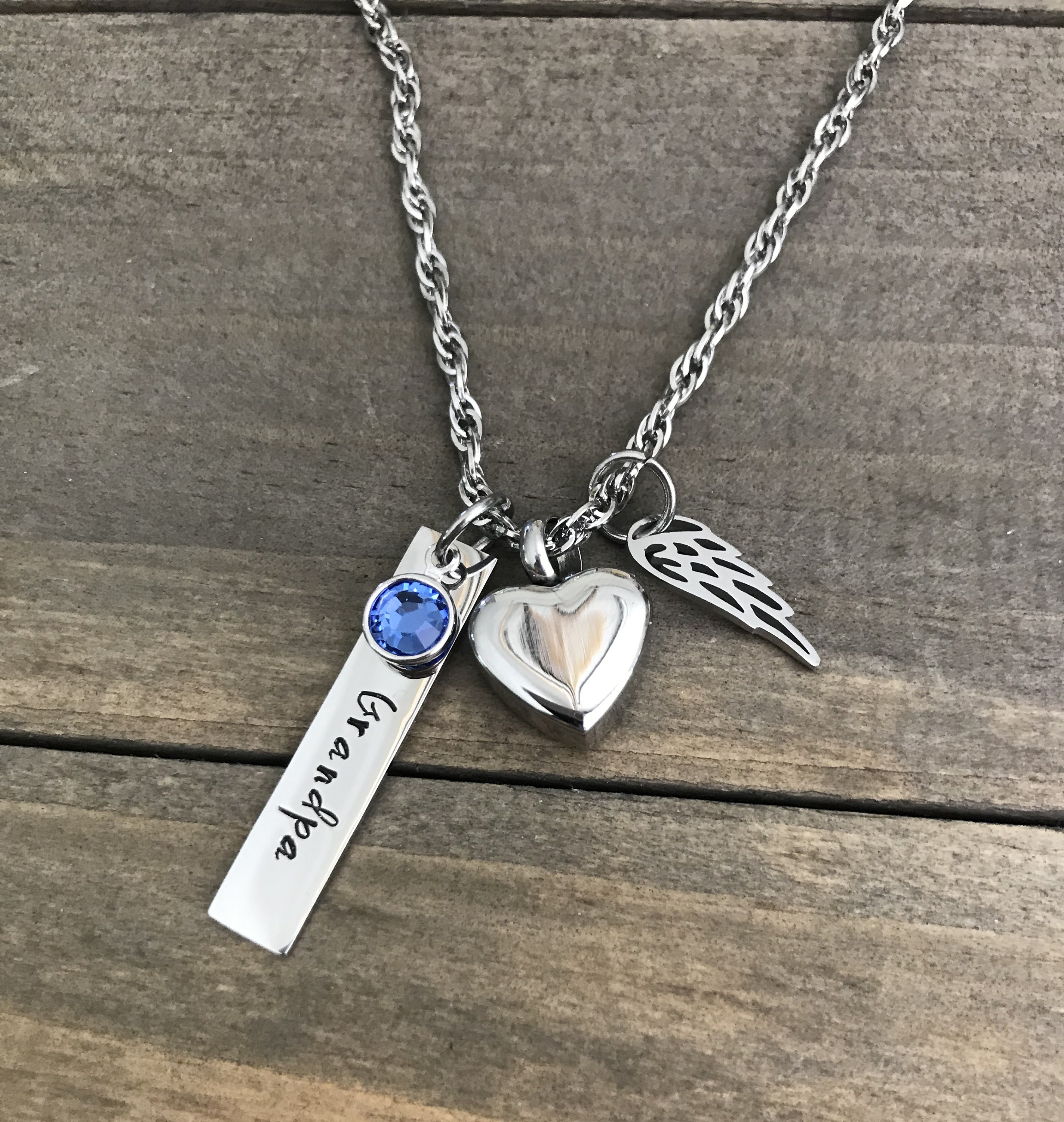 Memorial urn necklace, personalized name birthstone memorial necklace