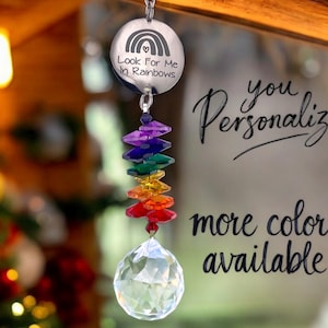 Personalized Memorial Suncatcher, Crystal Heart Sun catcher Sympathy gift, Memorial gift with name, Prism suncatcher memorial keepsake,