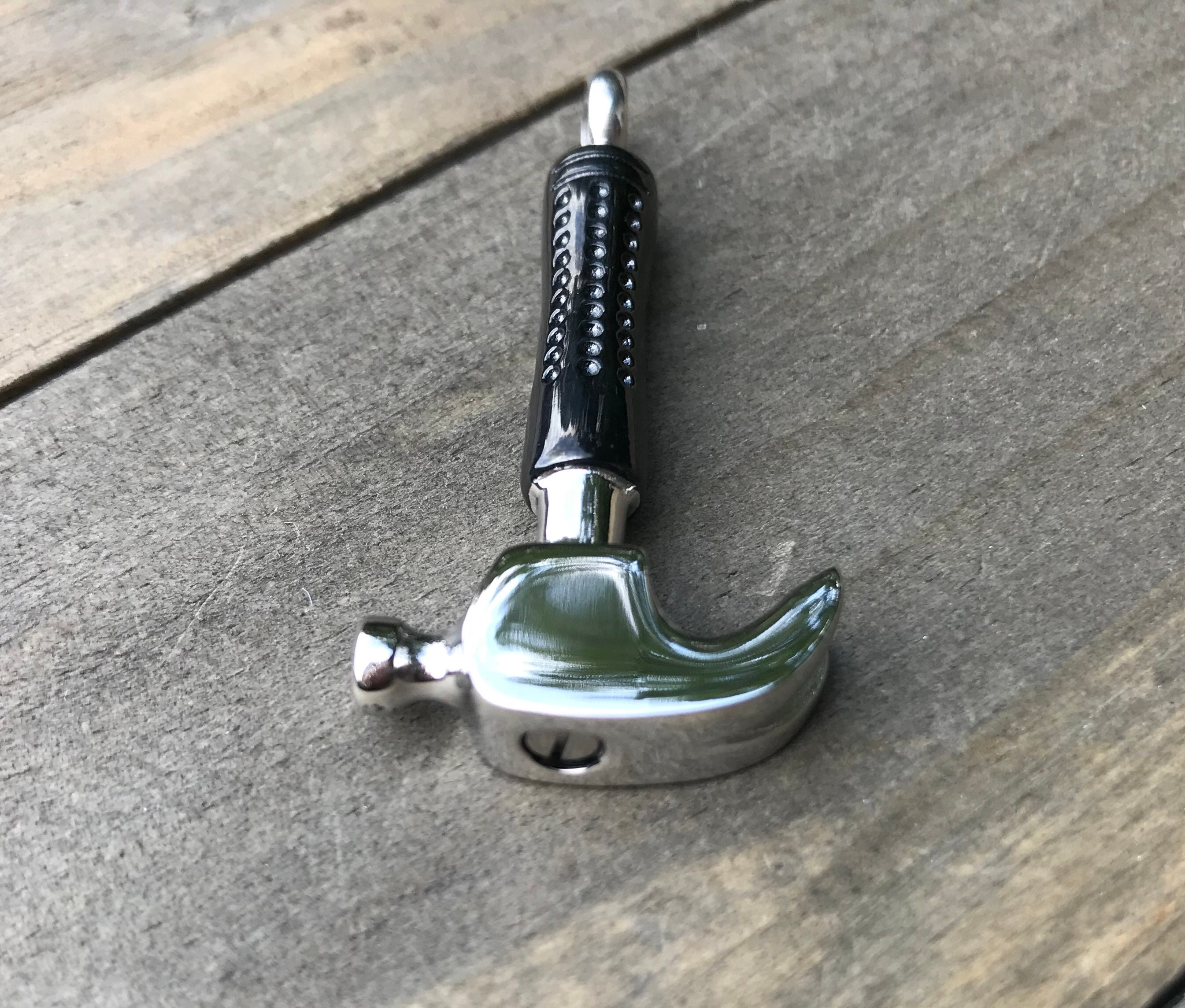 Hammer urn Memorial Keychain, personalized name carpenter memorial