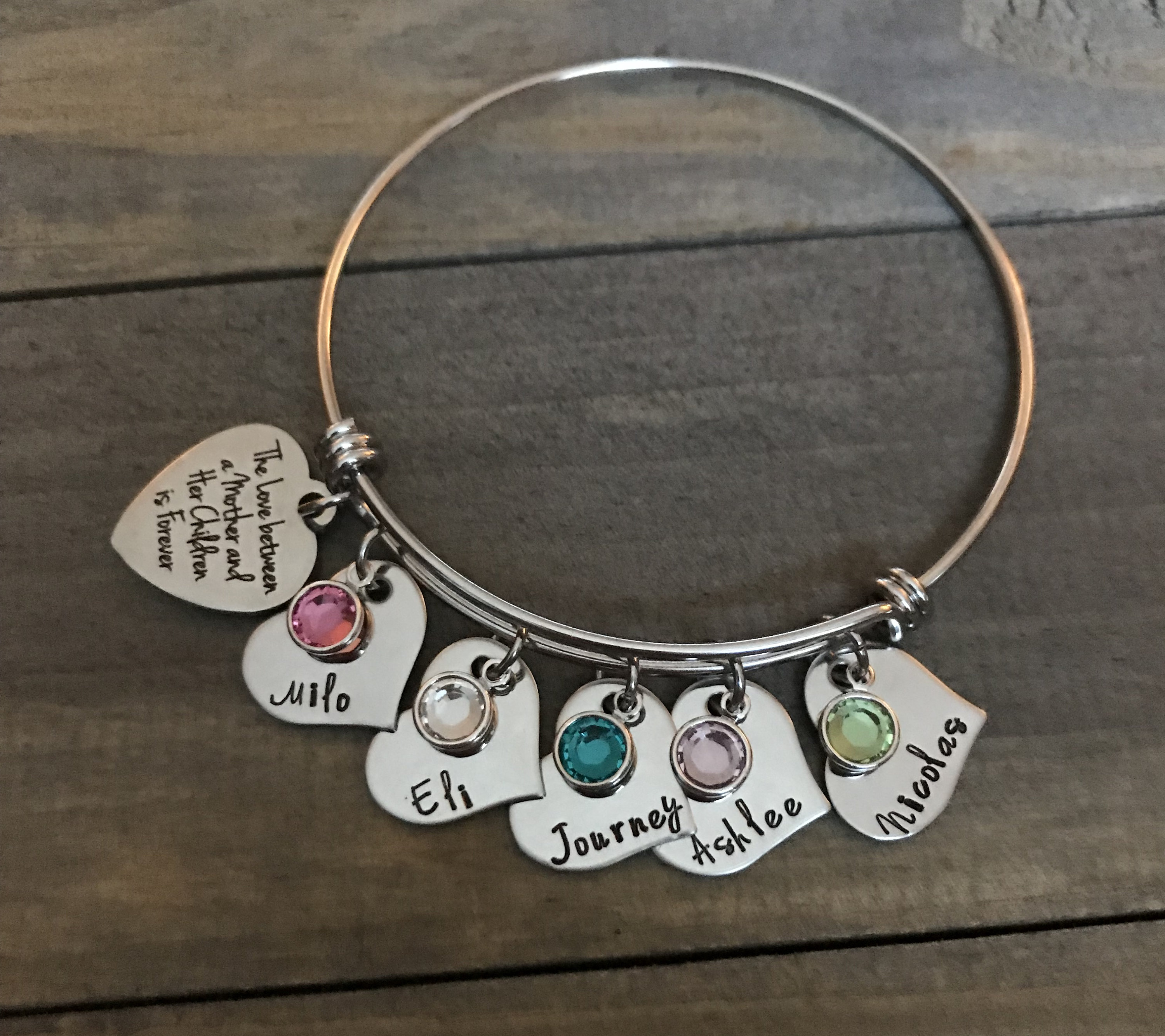 Personalized Mother Bracelet, Mother Jewelry, MOM jewelry, mom bangle