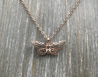 Memorial urn necklace Rose Gold Butterfly Bereavement for ashes Jewelry loss of Daughter Mother Grandma Child cremation Gift, butterfly Urn
