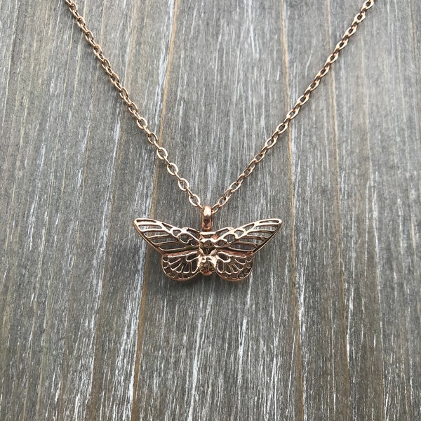 Memorial urn necklace Rose Gold Butterfly Bereavement for ashes Jewelry loss of Daughter Mother Grandma Child cremation Gift, butterfly Urn