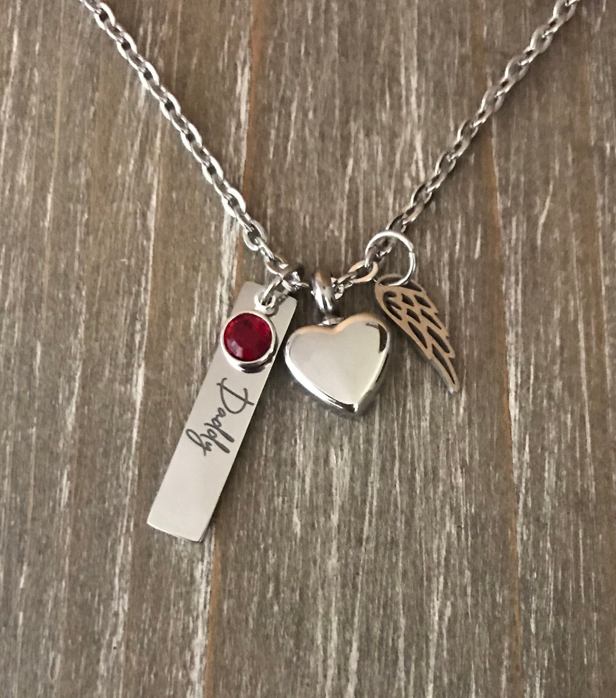 Memorial urn necklace, personalized name birthstone memorial necklace