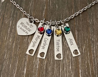 Memaw Necklace /  1 2 3 4 5 6 Name birthstone Gift / Memaw jewelry / Memaw Grandma necklace / Child's name necklace / Personalized necklace