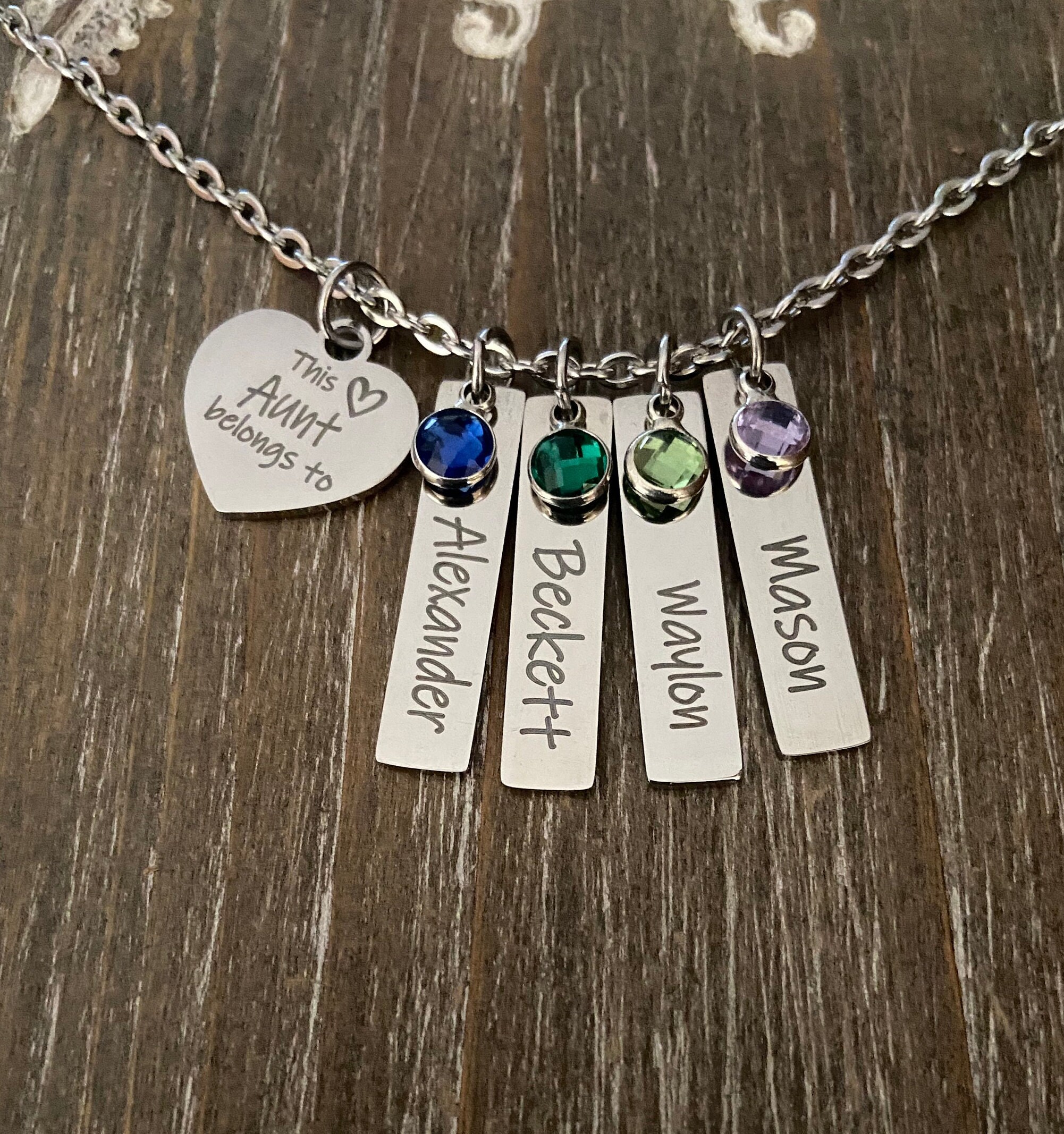 Aunt necklace with best sale birthstones