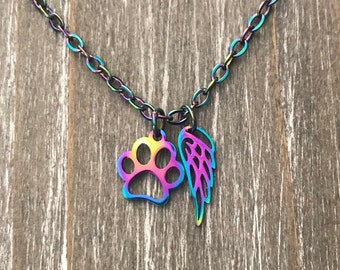 Rainbow Bridge Pet necklace, Loss of Dog memorial Jewelry, Dog loss gifts, Pet memorial necklace, cat memorial, Pet sympathy, necklace gift