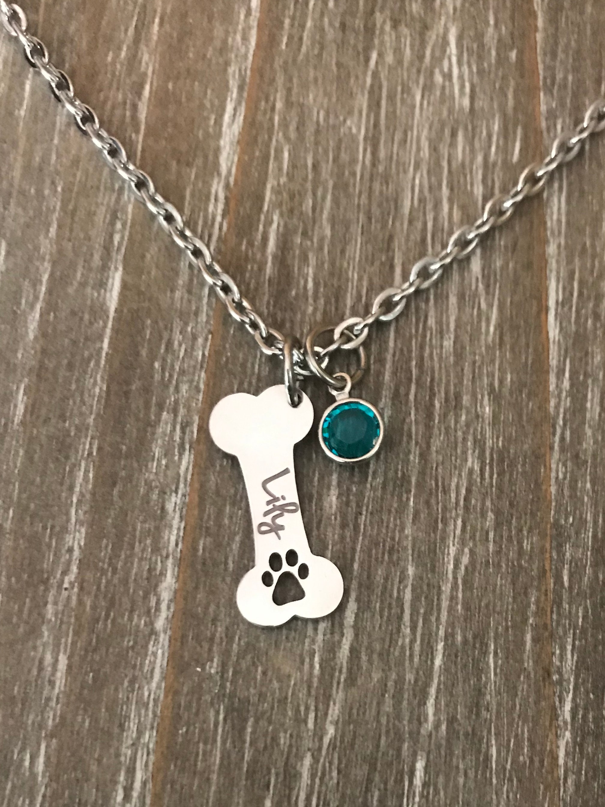 Dog Bone Necklace, personalized dog Necklace with name, Memorial Dog