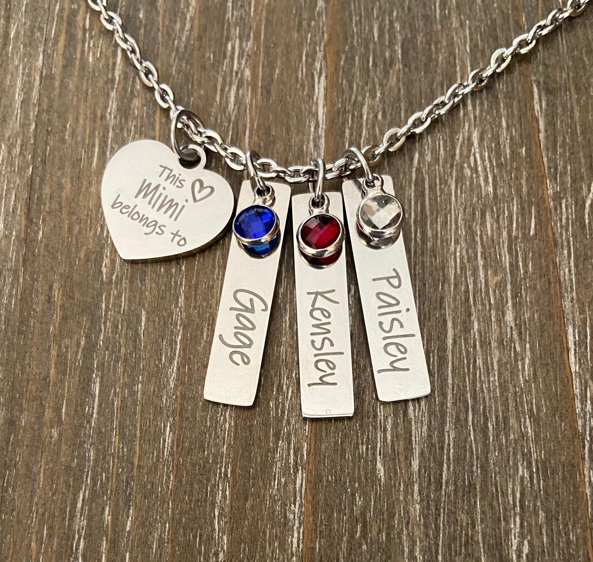 Mimi Necklace 1 2 3 4 5 6 Name Birthstone Gift Mimi Jewelry Custom Engraved Necklace Child s Name Necklace Personalized Necklace Etsy
