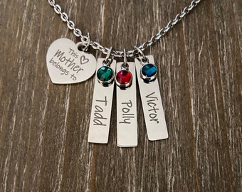 Mother Necklace /  Mother name Birthstone Mom jewelry /   Mother's Day Gift  / personalized Mom Necklace  /  Mom 1 2 3 4 5 6  name Necklace