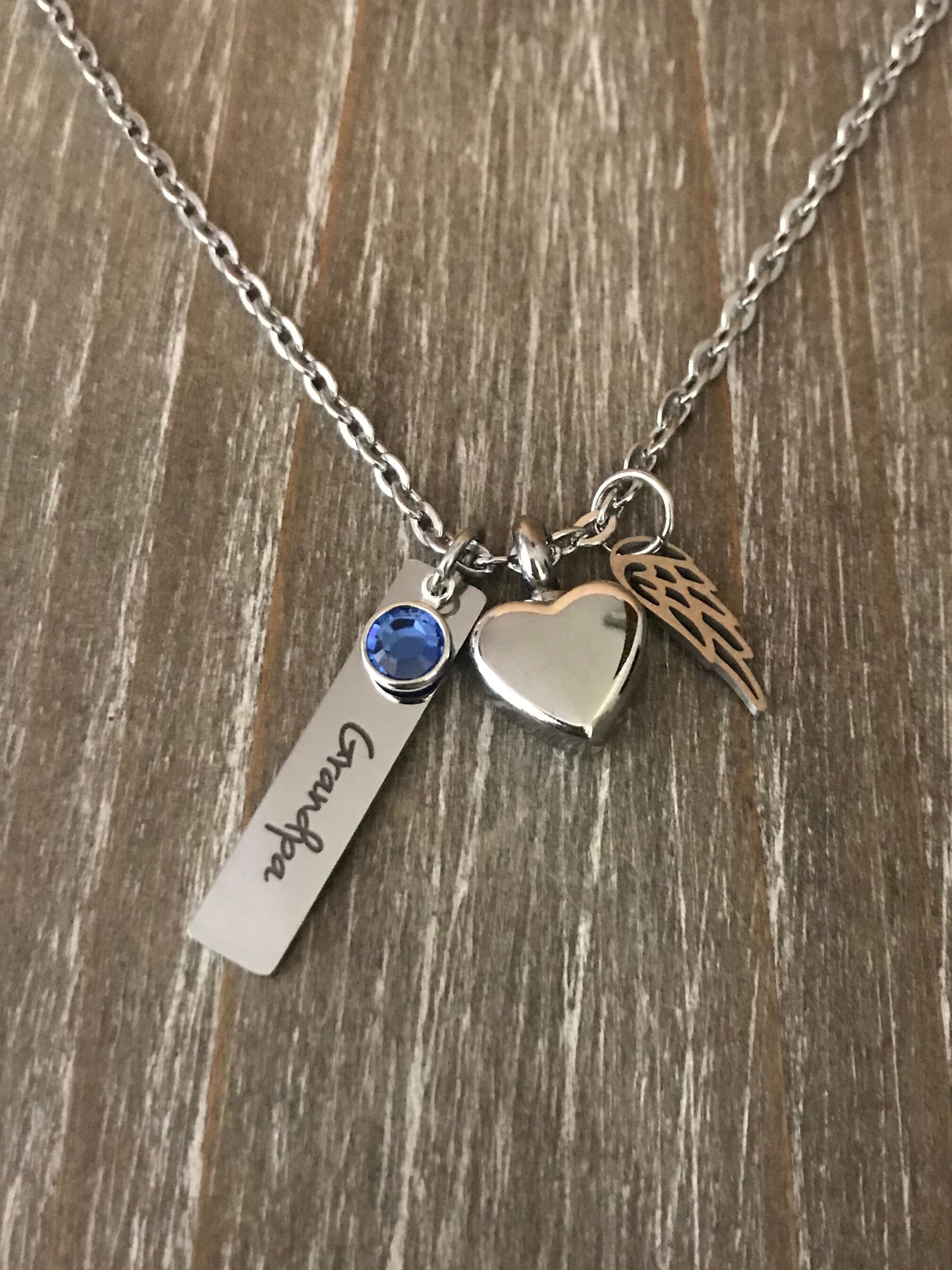 Memorial urn necklace personalized name Bereavement for ashes Jewelry
