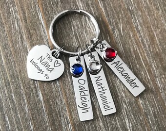 Custom Nana Key chain / Grandmother Grandma jewelry / Nana Keychain / personalized Grandma Keychain /  Nana 1 2 3 4 5 6  name  Keychain