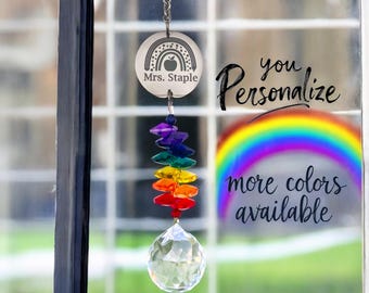 Personalized Teacher Suncatcher, Crystal window Suncatcher gift, teacher gift with name, custom daycare suncatcher, caregiver Suncatcher