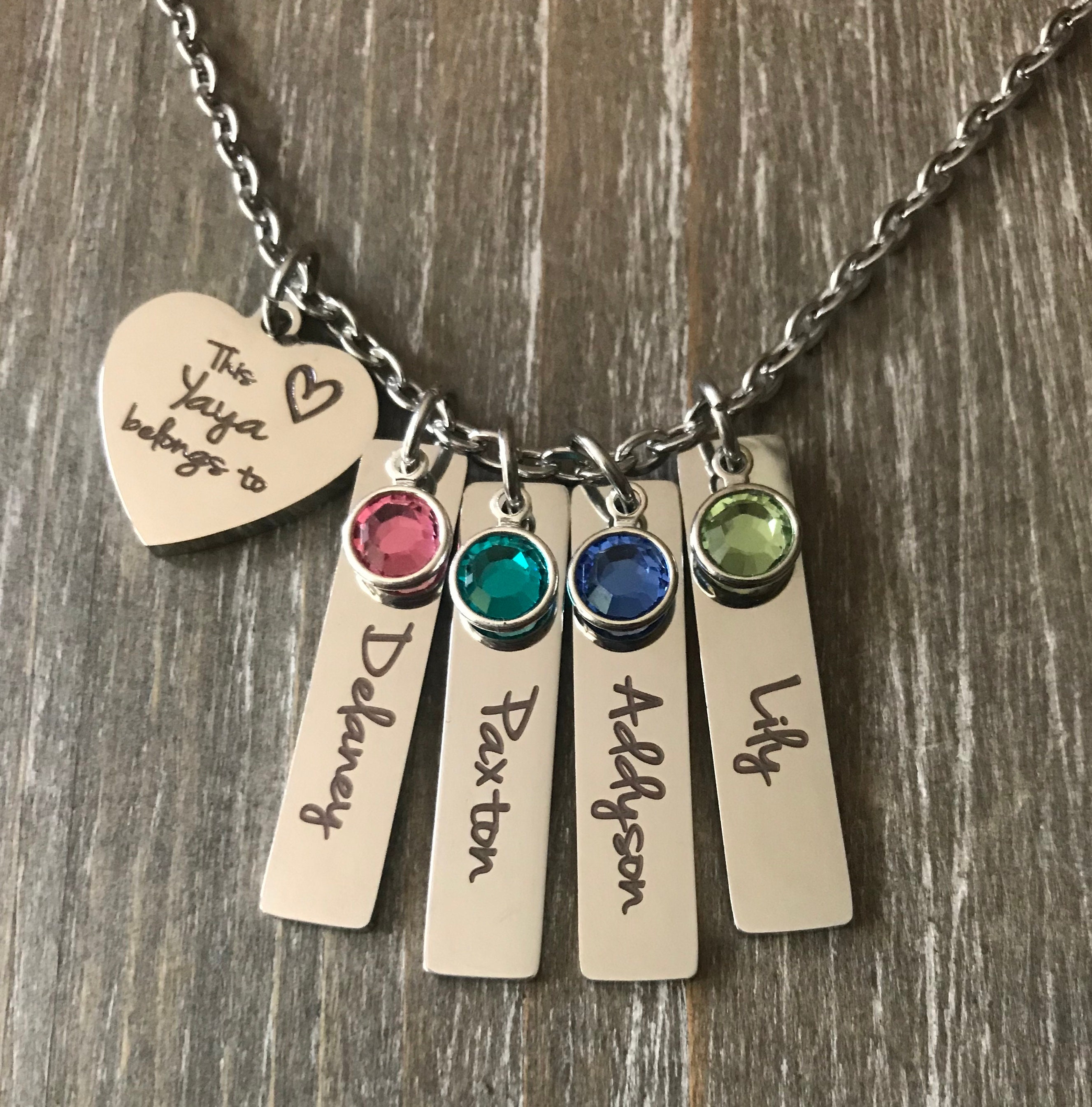 Yaya Necklace / 1 2 3 4 5 6 Name birthstone Gift / Yaya jewelry