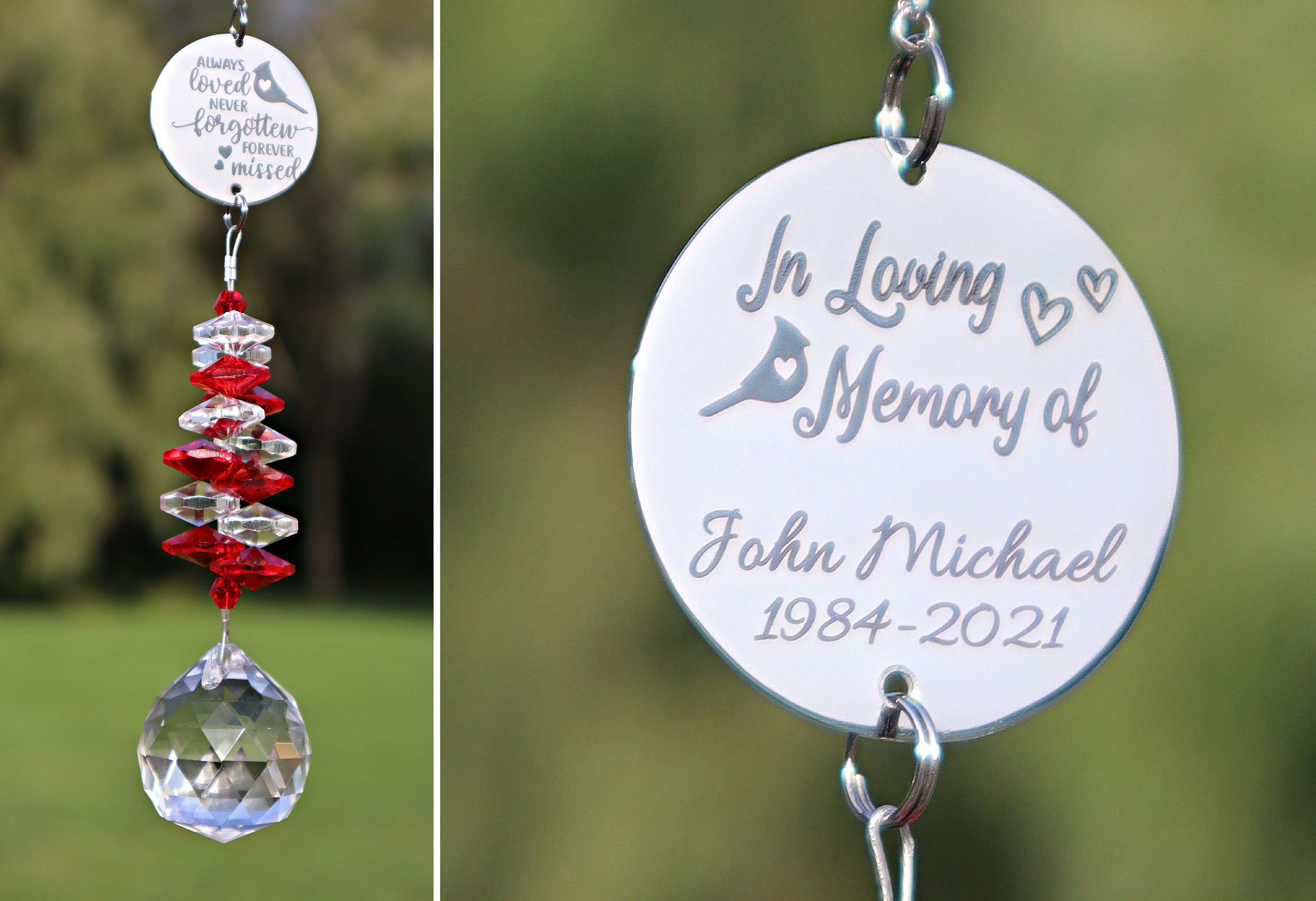 Personalized Memorial Suncatcher, Custom Crystal Suncatcher with