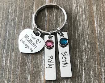 Mommy Key chain Gift / Mother Mom jewelry / children's name Keychain / personalized Mommy Keychain Gift / Mommy 1 2 3 4 5 6 name  Keychain