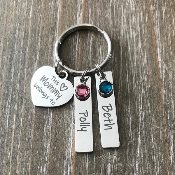 Mommy Key chain Gift / Mother Mom jewelry / children's name Keychain / personalized Mommy Keychain Gift / Mommy 1 2 3 4 5 6 name  Keychain