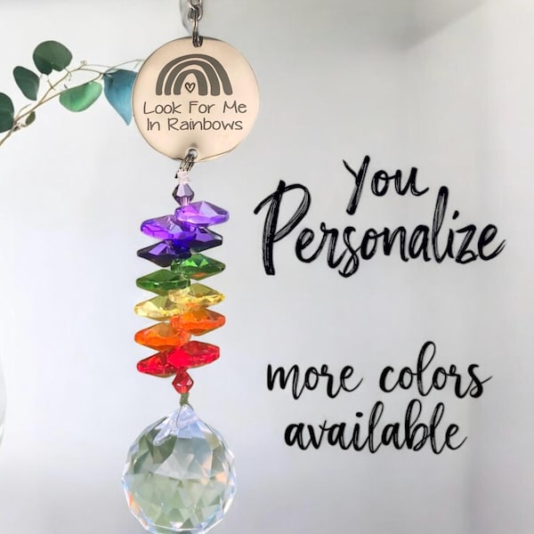 Atrapasol conmemorativo personalizado, atrapasol con corazón de cristal, regalo de condolencia, regalo conmemorativo con nombre, recuerdo conmemorativo de atrapasol de prisma.