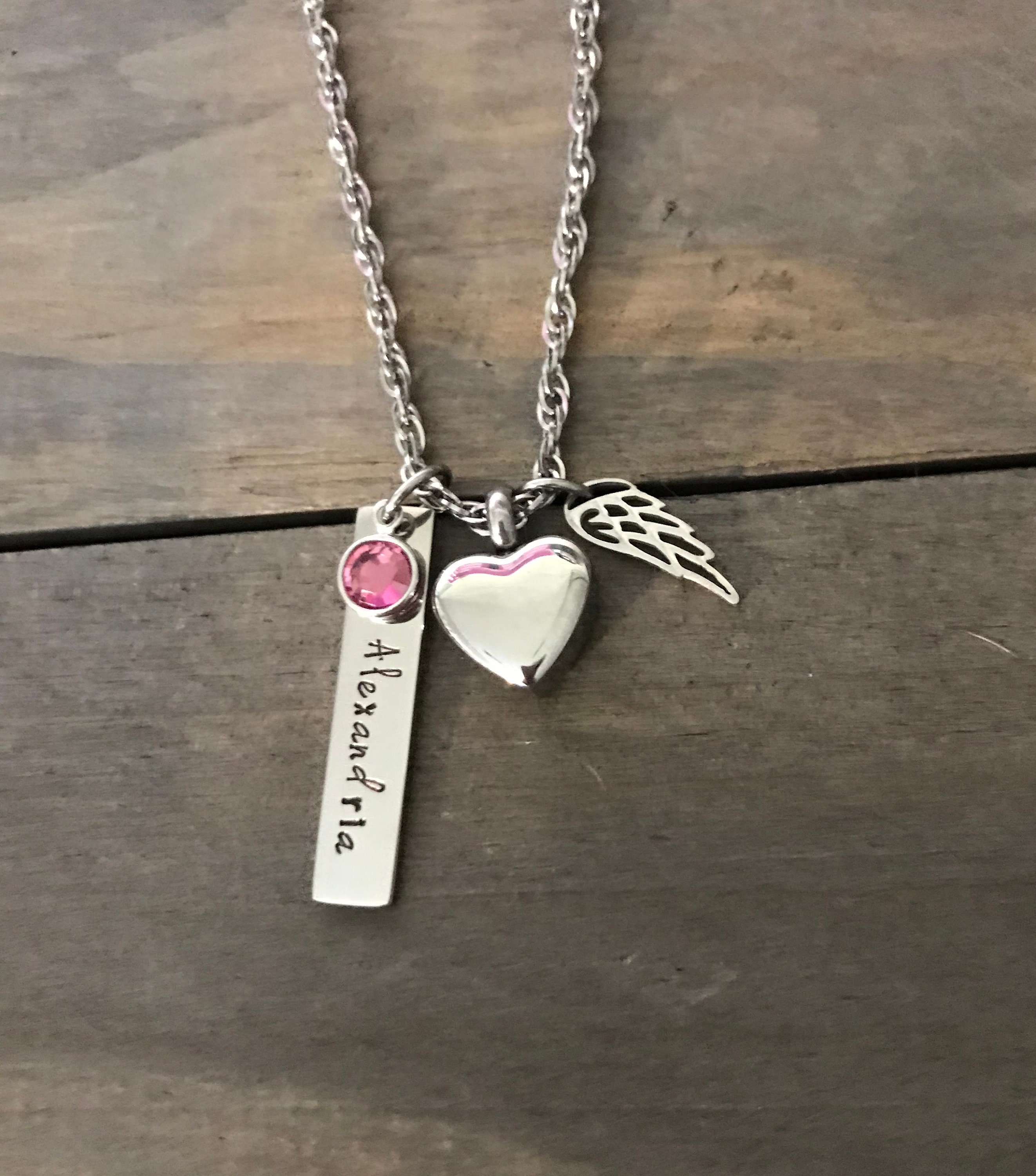 Memorial urn necklace, personalized name birthstone memorial necklace