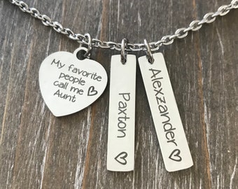 Personalized Aunt Necklace /  1 2 3 4 5 6 Names / Aunt jewelry / custom Aunt necklace / Aunt Necklace with names / Aunt Niece nephew Gift