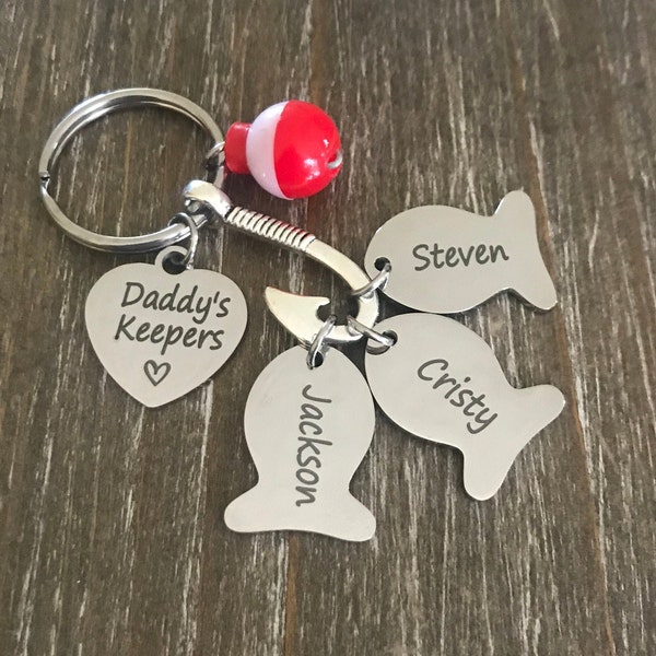 Personalized Fishing Keychain – Engraved Fish Hook, Father's Day Gift