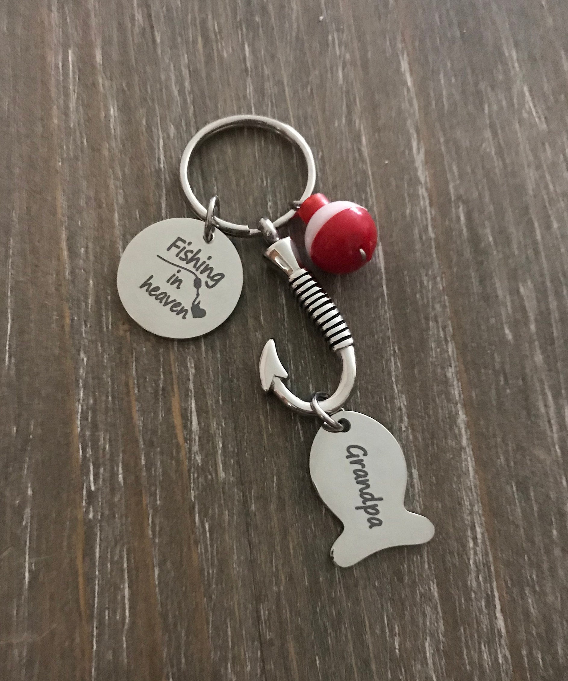 Memorial Fish Hook urn Keychain, personalized name Fishing