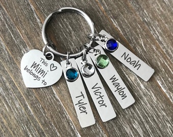 Mimi Key chain / Grandma Mimi jewelry / children's name Keychain / personalized Mimi Keychain Gift / This Mimi 1 2 3 4 5 6 name  Keychain