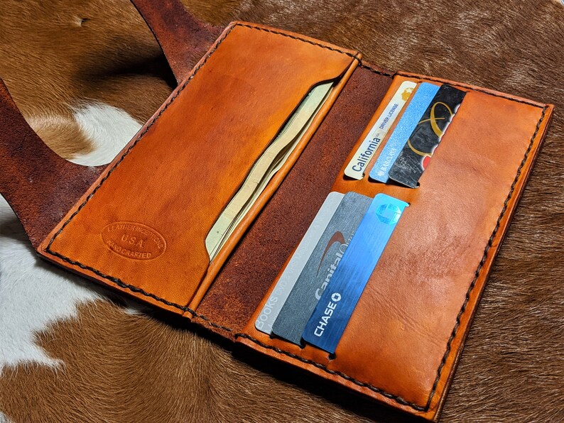 Handmade leather clutch in horizon tan