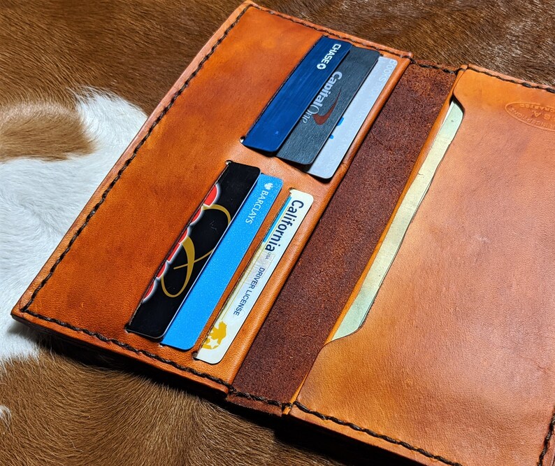 Handmade leather clutch in horizon tan